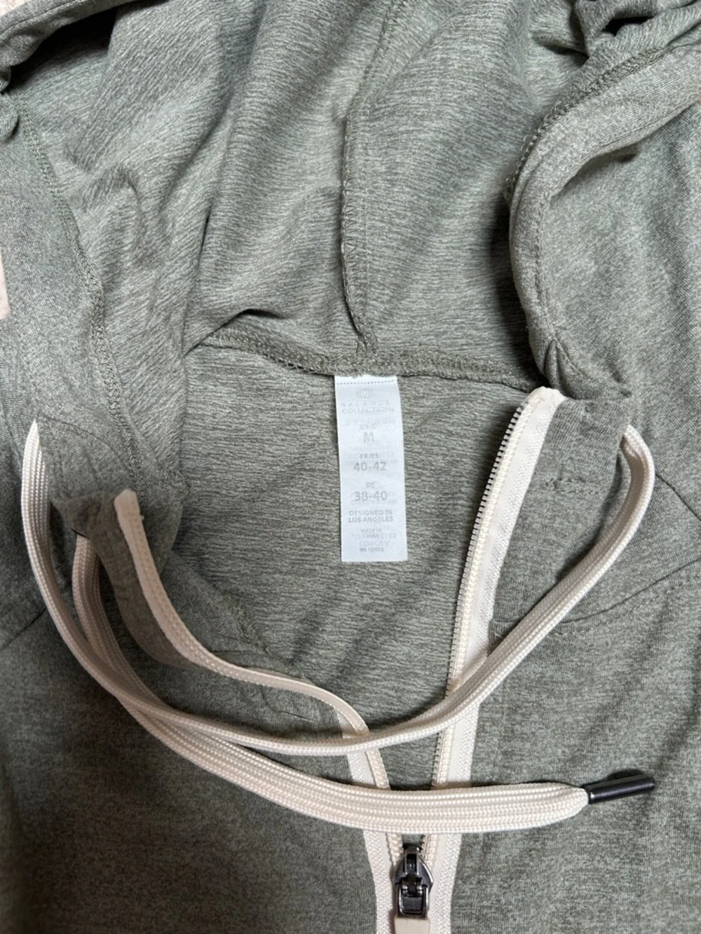 Lightweight Olive Green Zip Hoodie with Drawstrings - Picture 6 of 6